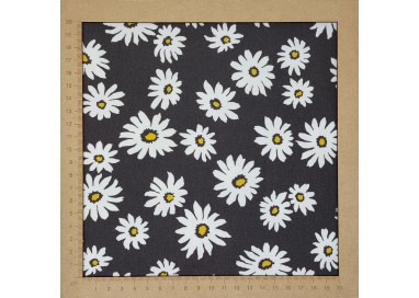 Cotton jersey sold by the meter with daisies patterns