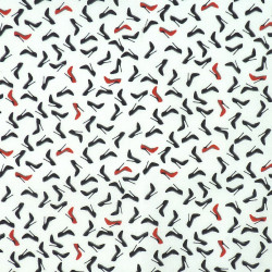 Fabric with small shoes patterns on white - cotton
