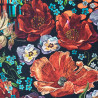 Black jersey fabric with colorful flowers