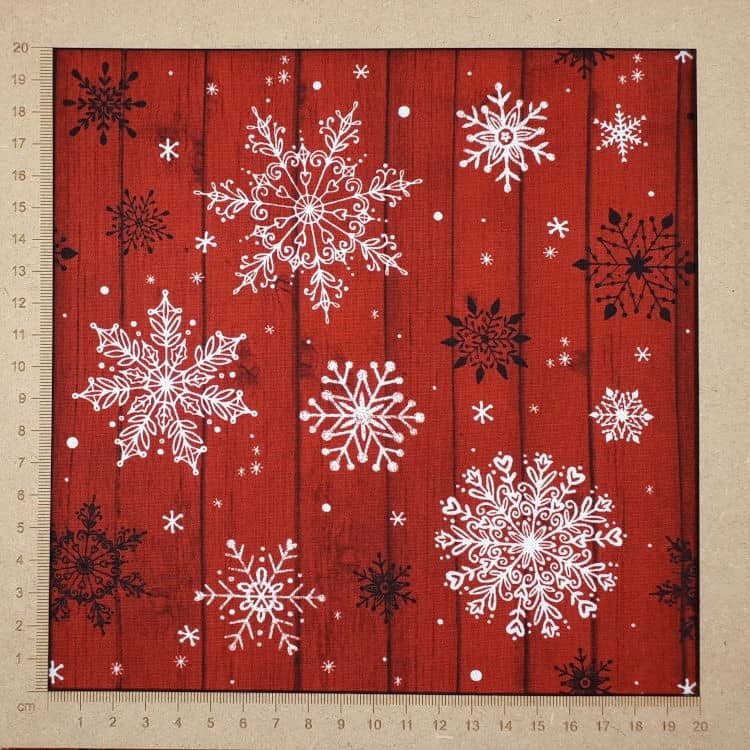 Red wood snowflakes winter fabric