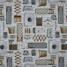 Laundry room fabric in black white and beige - cotton