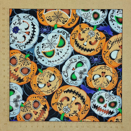 Tissu Halloween citrouilles - coton