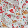 Christmas fabric with gingerbread men, wool caps, presents - cotton
