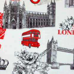 London and England theme fabric - cotton