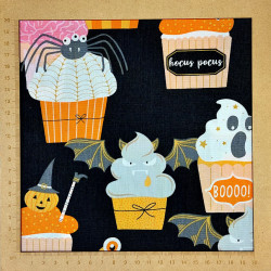 Tissu cupcakes Halloween rigolos - coton