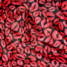 Red kiss fabric on black background - cotton