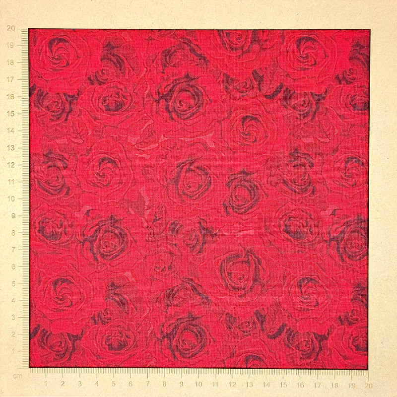 Tissu roses rouges - coton