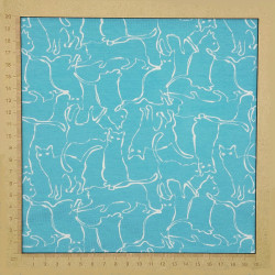Jersey fabric pastel turquoise cats