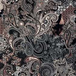 Black paisley cotton jersey fabric