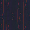 Popeline de viscose bleu foncé avec lignes de visages rouges