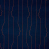 Popeline de viscose bleu foncé avec lignes de visages rouges
