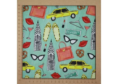 Fashion and New York theme fabric - cotton