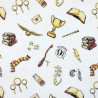 Harry Potter white fabric with magic objects - cotton