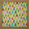 Pale yellow with colorful small ananas patterns fabric