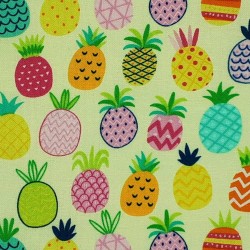 Pale yellow with colorful ananas fabric - cotton