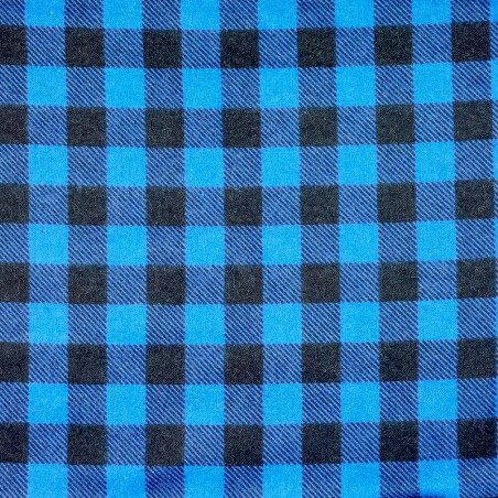 Flanelle de coton à carreaux bleus et noirs
